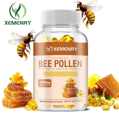 Bee Pollen Supplement - Relieve Joint Inflammation, Enhance Immunity, Antioxidant - 120 Capsules