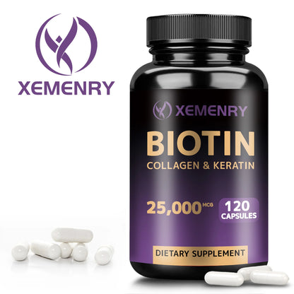 Biotin + Collagen + Keratin + Hyaluronic Acid -Supports Hair Growth, Skin and Nail Beauty Supplements - 120 Capsules