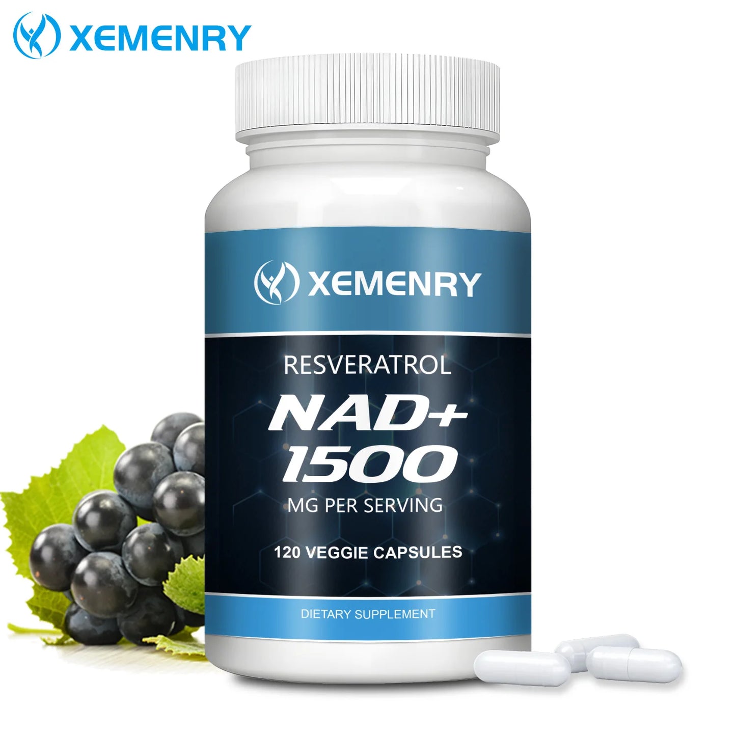 NAD+Supplements - with Resveratrol - Natural Energy Supplement, Support Cell Health, Anti-aging, Enhance Immunity - 120 Capsules