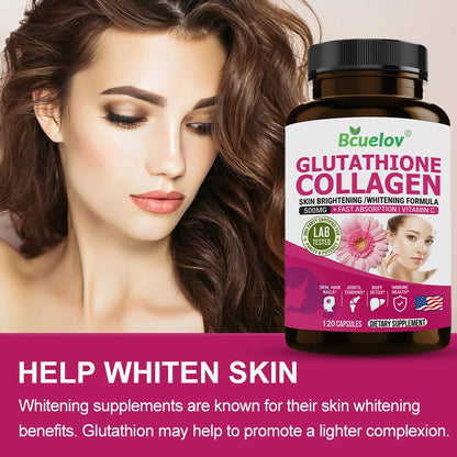 Glutathione Capsules L-Glutathione with Collagen Supplements for Skin Care, Liver Support, Antioxidant, Immune System