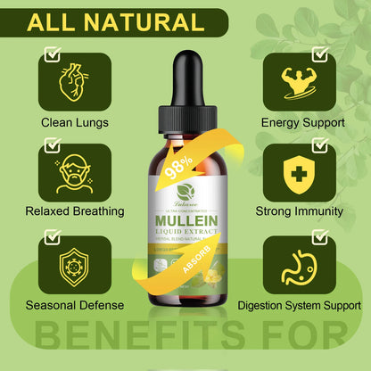 Mullein Drops for Lungs - Mullein Leaf Extract Supplement  - Lung & Bronchial Cleanse - Respiratory Health Support