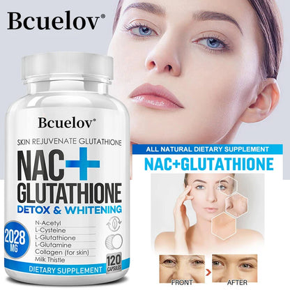 NAC glutathione supplement, milk thistle extract, and vitamin C to support immune function and respiratory health