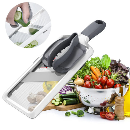 Safe Mandoline Food Slicer Comfort Grip Mandolin French Fry Cutter Easy To Clean 3 Modes for Speedy Slicing of Fruits Vegetables