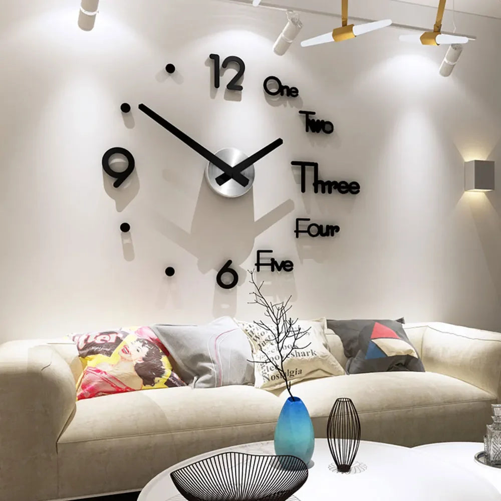 3D Wall Clock Mirror Clock Wall Stickers DIY Art Large Wall Clocks Home Decoration Living Room Quartz Clock Removable