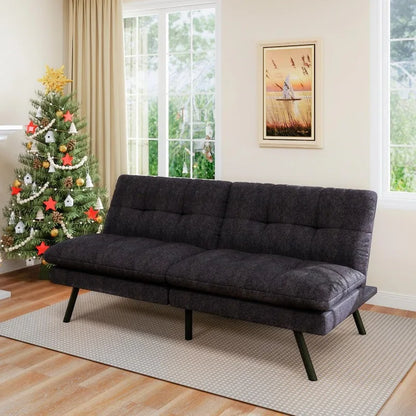 Convertible Futon Sofa Bed,68" Memory Foam Futon Couch,Linen  Loveseat Sleeper Couch with Adjustable Backrest & Armrest