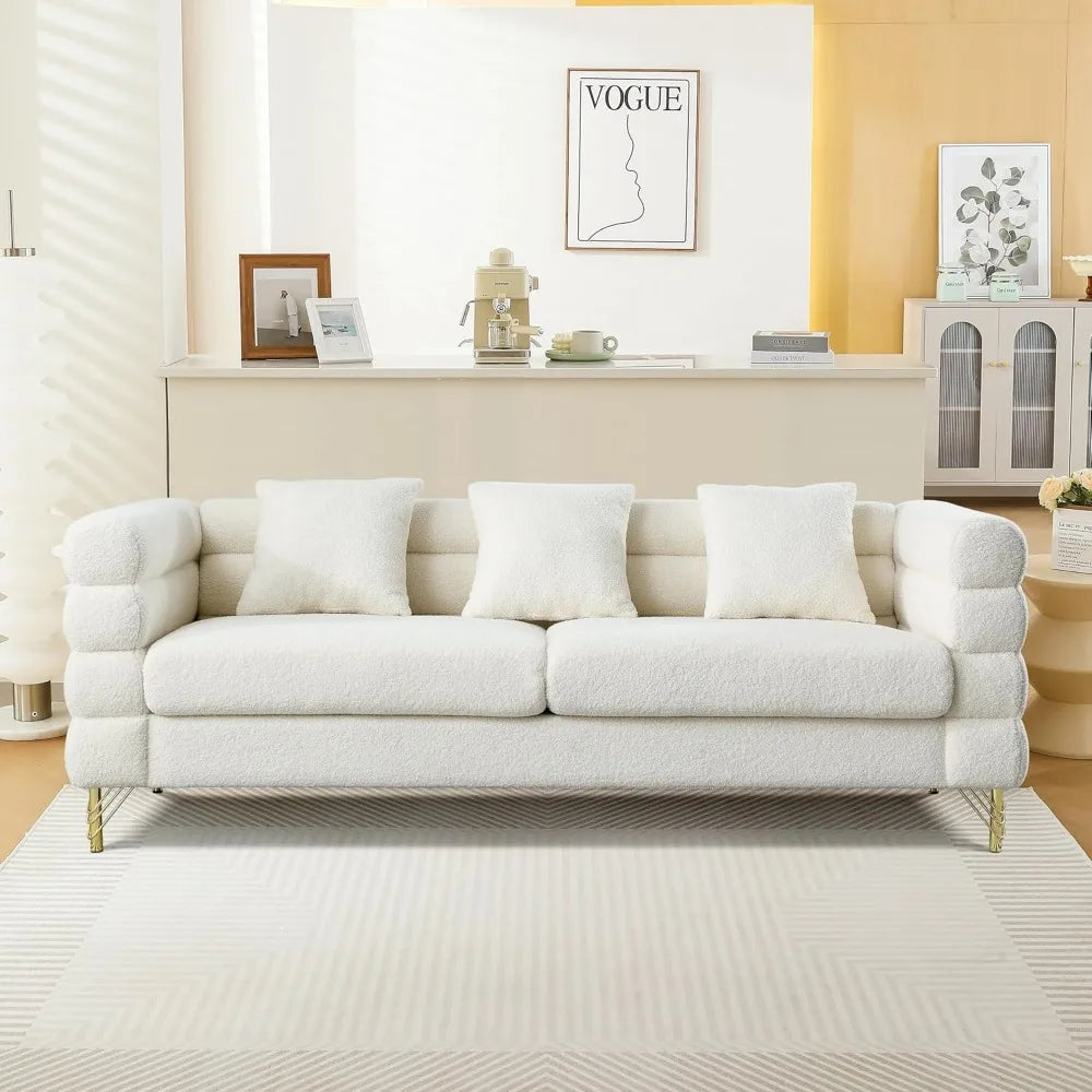 Luxury Teddy Sofa Set, Modern Decor Furniture Sectional Sofa, 3 Seater Couch and Loveseat with 5 Pillows for Living Room