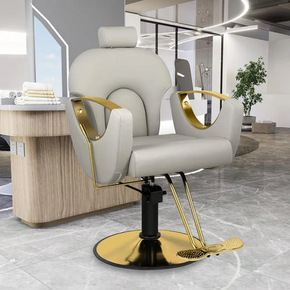 Barber Chair Salon Chair, 360° Swivel Reclining Adjustable Headrest Hydraulic Hair Armchair for Hairdressers