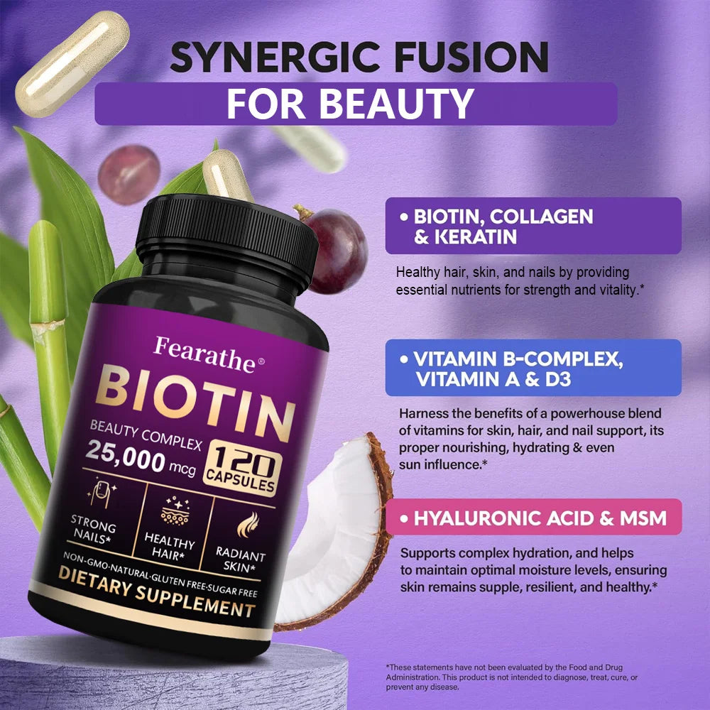 Biotin - Vitamin Supplement To Support Energy Metabolism and Healthy Hair, Skin and Nails, 25,000 Mcg