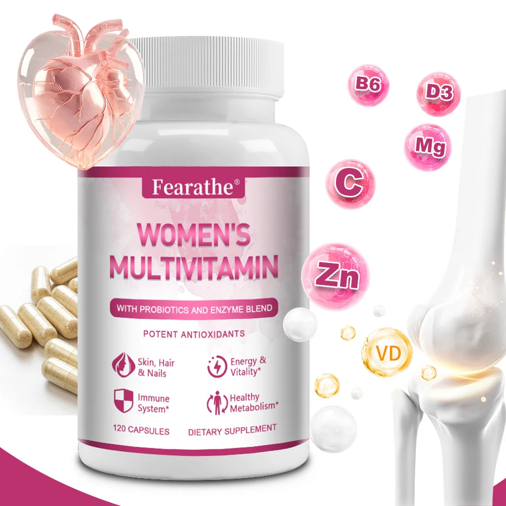 Women's Multivitamin Capsules, Nutritional and Energy Supplement, Skin, Nails, Hair, Energy and Immunity Health, Antioxidants