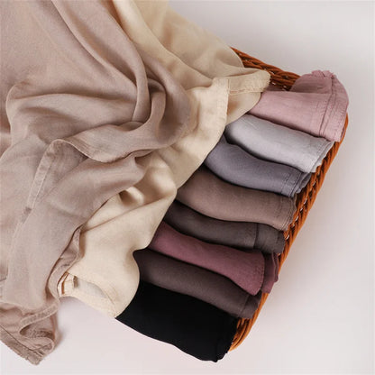 Ramadan Solid Color Big Size Cotton Rayon Hijab Scarf Women Muslim Headscarf Wraps Shawls Femme Musulman Headband Islamic Turban