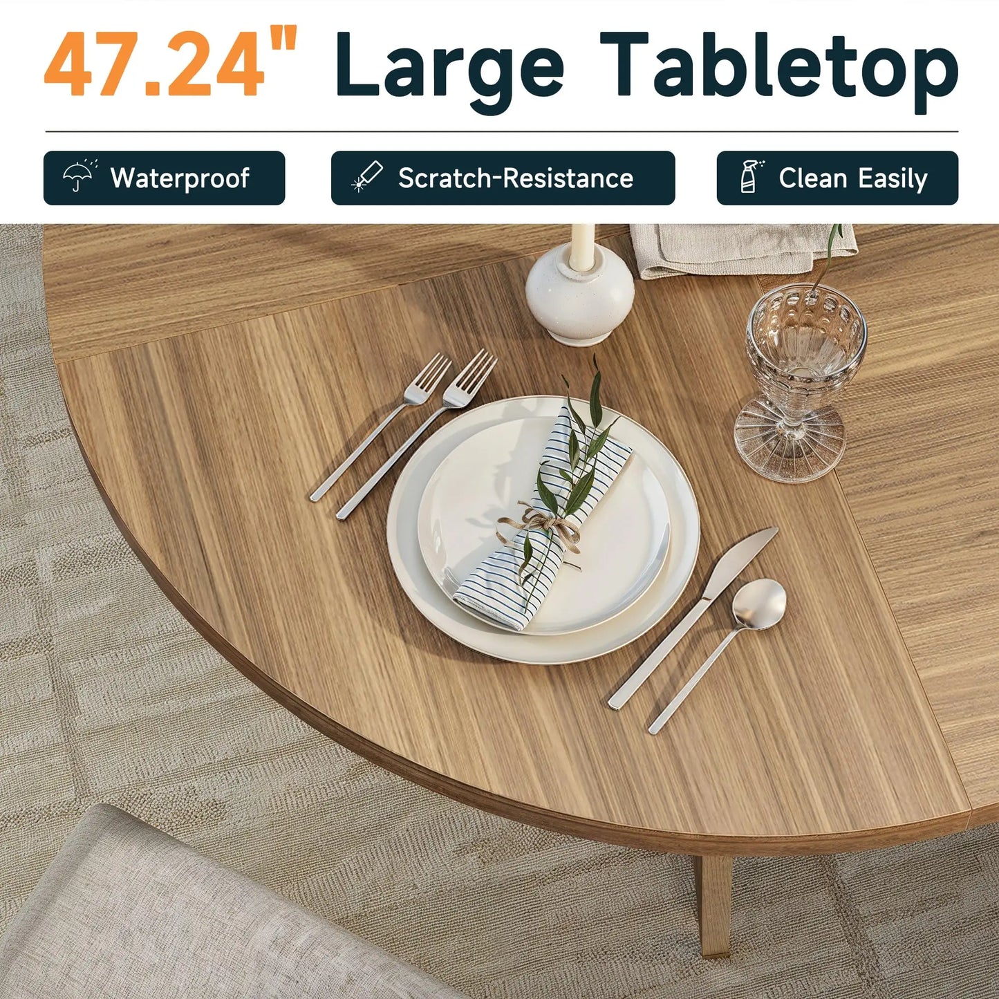 47.24" luxurious Round Dining Table for 4 Person Circle Engineered Wooden Kitchen Table for Home Dining Room Kitchen Living Room