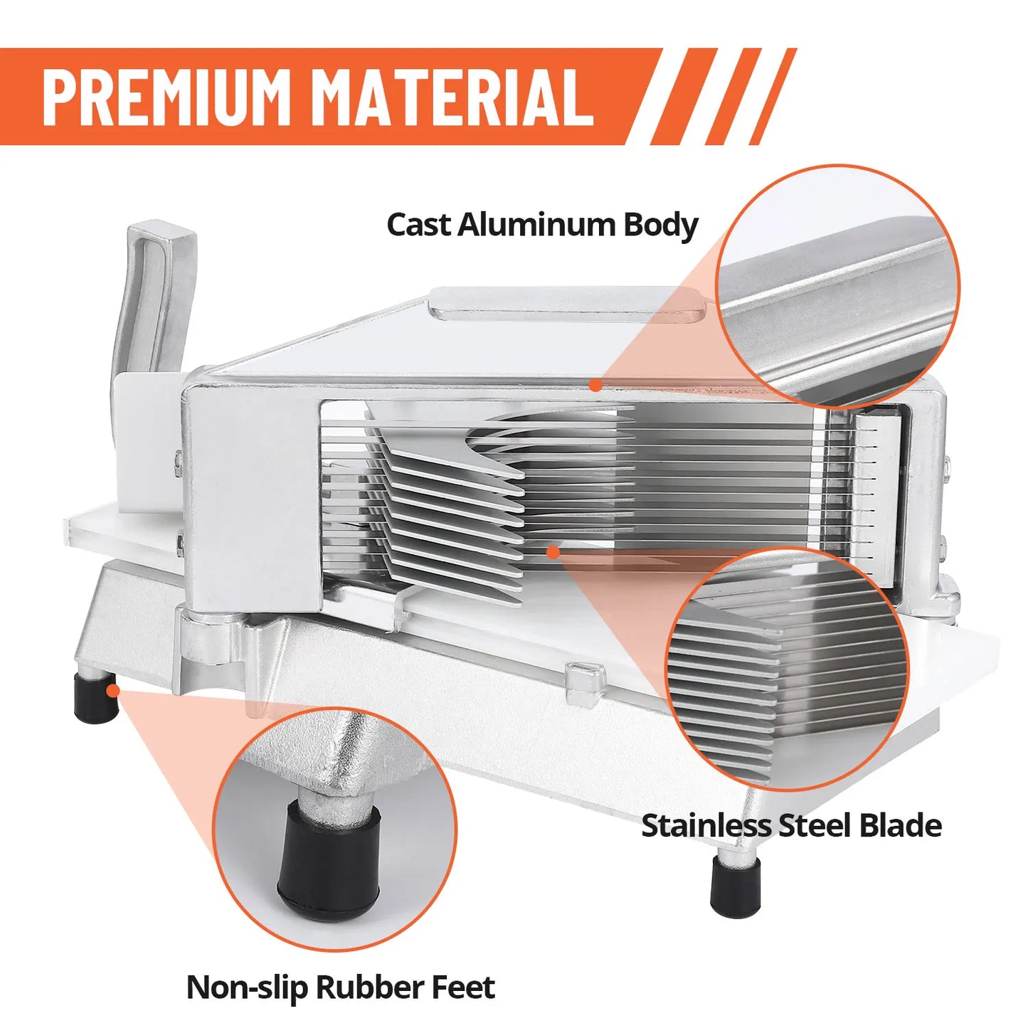 Commercial Tomato Slicer 1/4" Heavy Duty Tomato Cutter Stainless Steel Vegetable Slicer With Built-In Cutting Board for Restaura