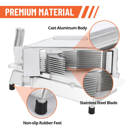 Commercial Tomato Slicer 1/4" Heavy Duty Tomato Cutter Stainless Steel Vegetable Slicer With Built-In Cutting Board for Restaura