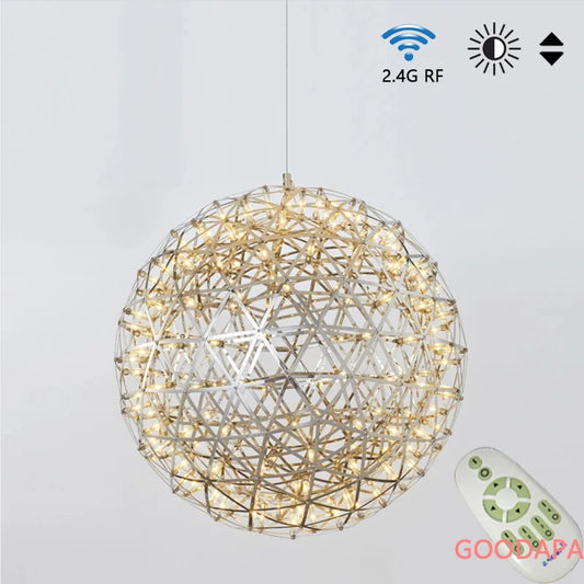 Modern Brief Loft Spark LED Pendant Light Fixture Firework Stainless Steel Ball Lamp For Home Decoration Living Room Accessories