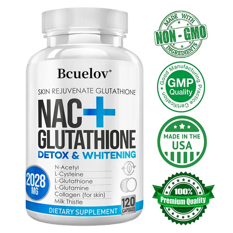 NAC glutathione supplement, milk thistle extract, and vitamin C to support immune function and respiratory health