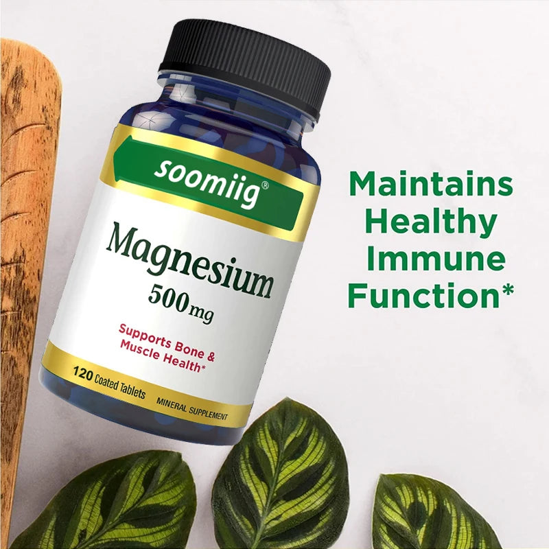 Magnesium Supplement 500 mg, Supports Bone and Muscle Health, Highly Absorbed, Suitable for Women and Men, Non-GMO Veggie Caps