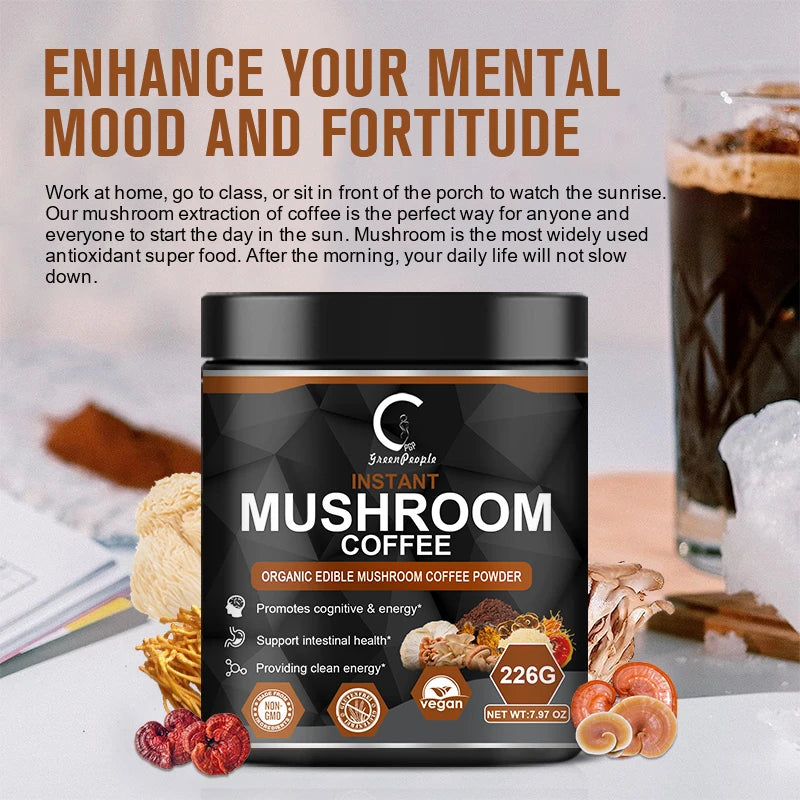 Mushroom Coffee Supplement 10 Mushroom Blend with Lion's Mane and Cordyceps