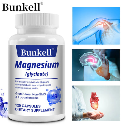 Magnesium Glycinate - Magnesium Supplement for Muscle, Heart, Nerve and Bone Support, Gluten-Free, Non-GMO