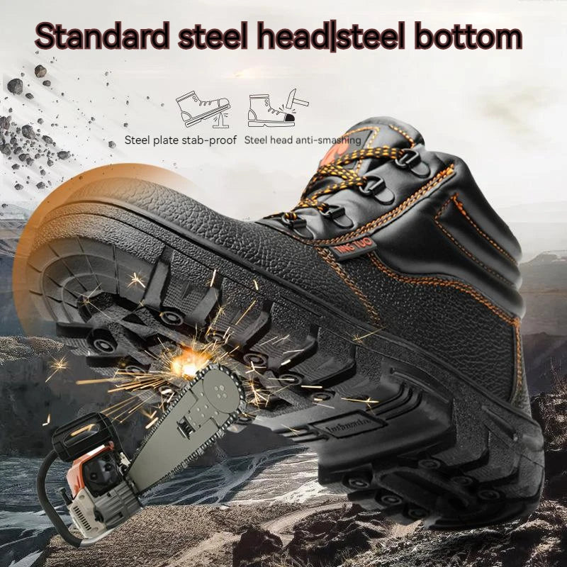 Wear-resisting Men Work Safety Boots Anti-smash Anti-puncture Work Sneakers Waterproof Boots Indestructible Protective Work Boot