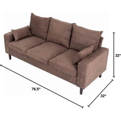 3 Seater Sofa with Ottoman Footstool Sofa Set, L Shape Corner Convertible Chaise Sofa,195 cm Couch Furniture (Brown)