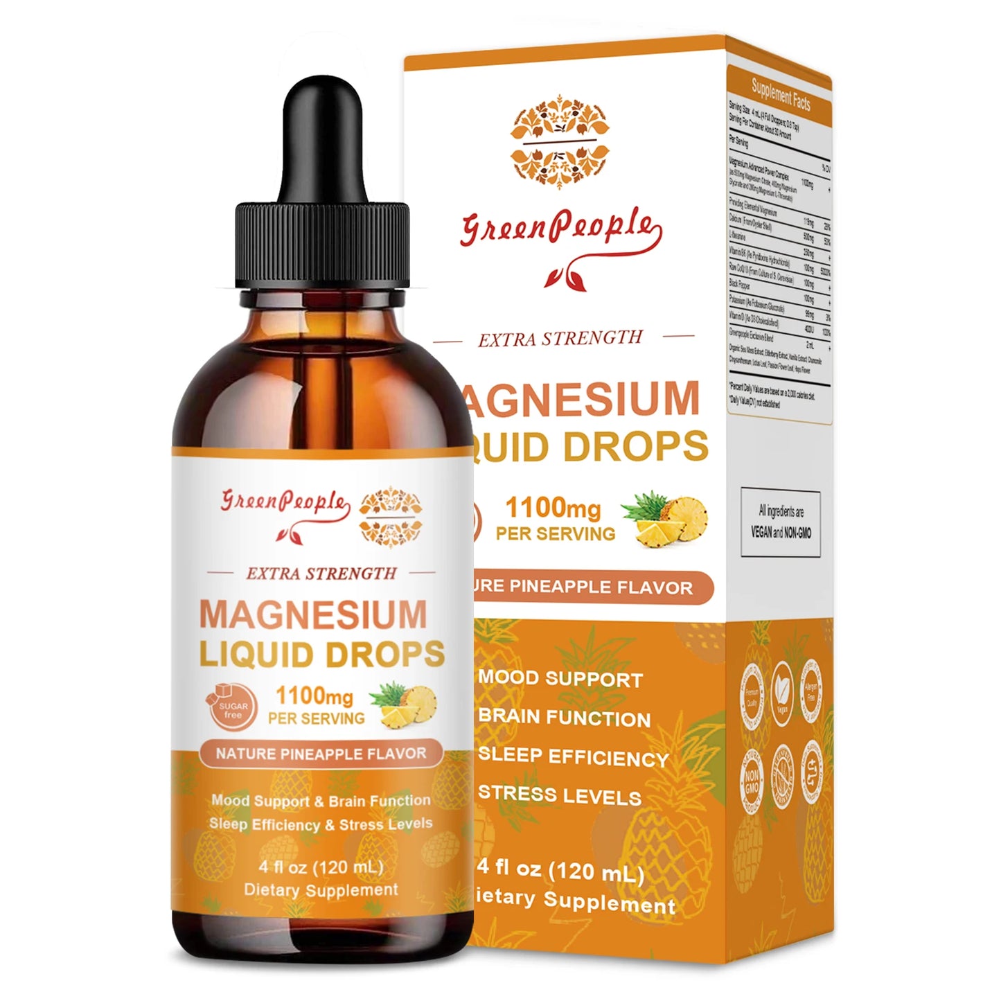 Magnesium Complex Supplement , Magnesium Liquid Drops with Magnesium Glycinate & Citrate ,Calm Mood, Muscle & Sleep for Adults