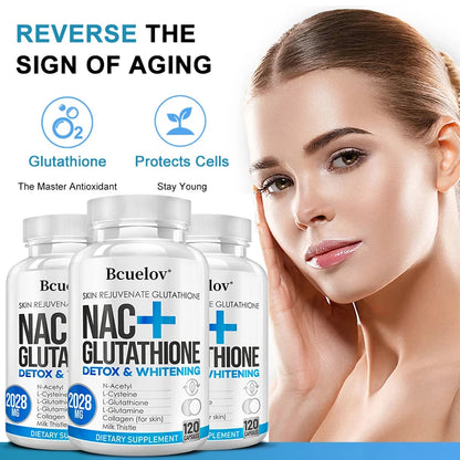 NAC glutathione supplement, milk thistle extract, and vitamin C to support immune function and respiratory health