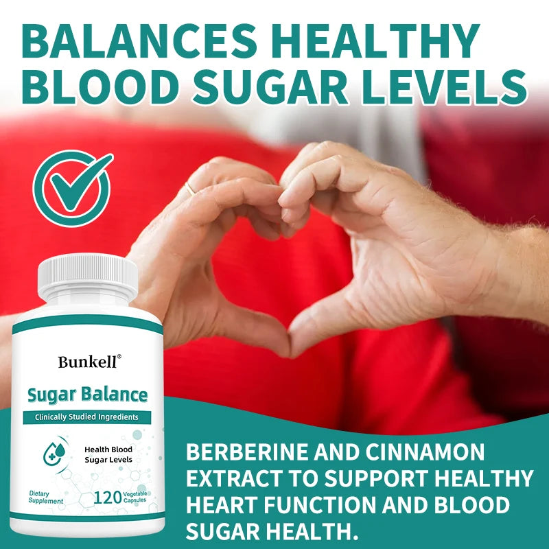 Sugar Balance Supplement - Supports Cardiovascular and Heart Health, Non-GMO, Gluten-Free, with Vitamin C, Berberine HCl