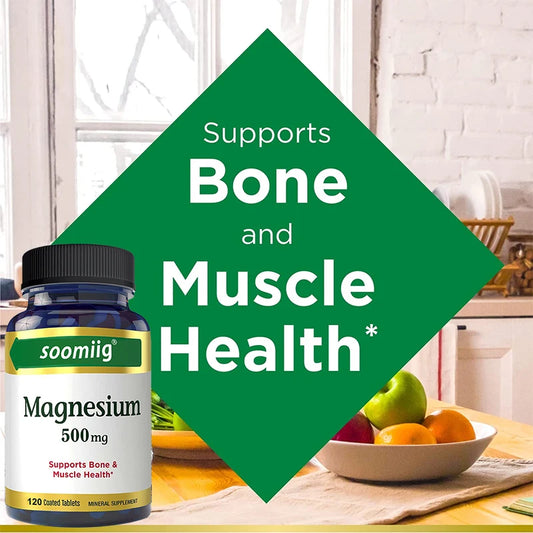 Magnesium Supplement 500 mg, Supports Bone and Muscle Health, Highly Absorbed, Suitable for Women and Men, Non-GMO Veggie Caps