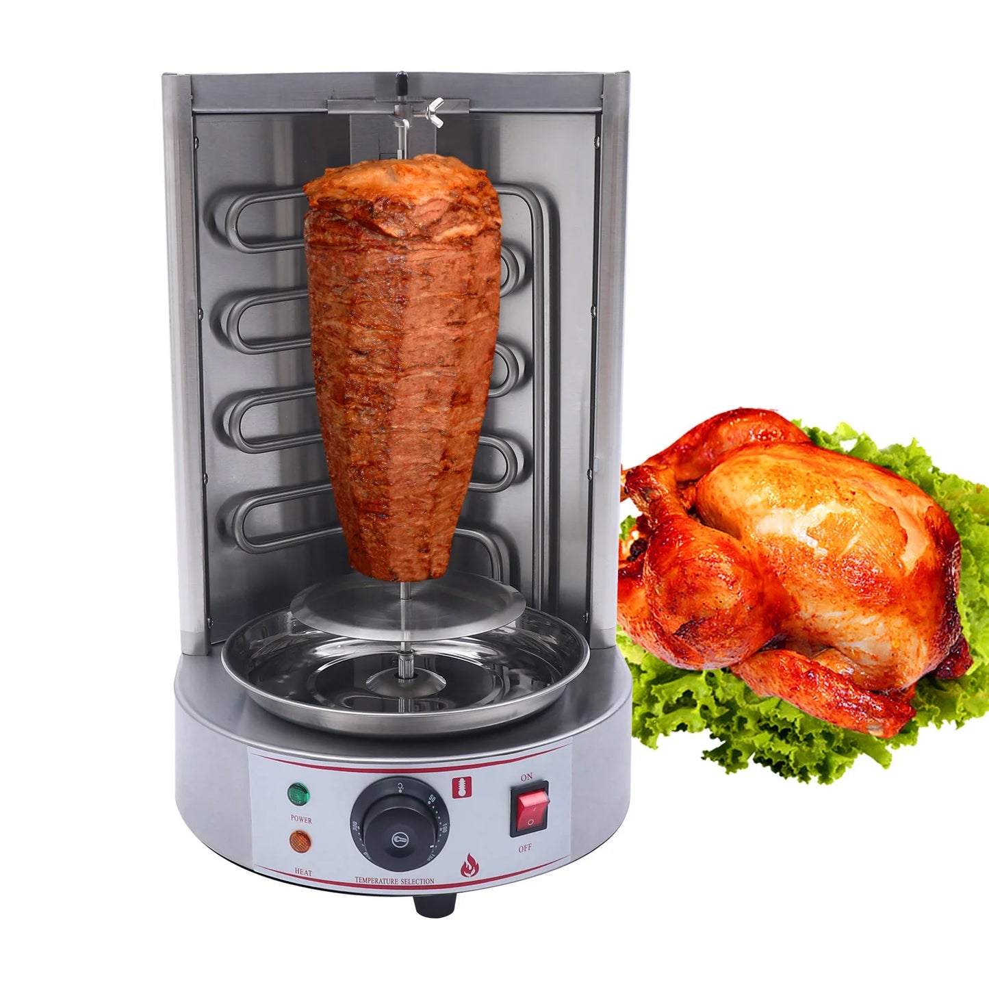 Electric Shawarma Grill Machine 3000W Vertical Kebab Grill 50-300℃ Rotisserie Oven Electric Grill Countertop Gyro Grill Barbecue