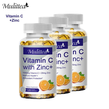 Mulittea Premium Vitamin C and Zinc for Energy Production Improve complexion Brighten skin with daily vitamin supplements