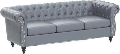 Accent Large Sofa, Chesterfield Couch 3 Seater Modern Leather Couch Upholstered Sofa with Tufted Back for Living Room Furniture