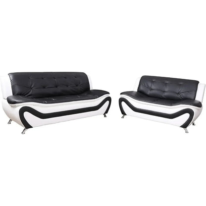 3-piece Modern Sofa Set, Black/white, 32.5 Inches Deep X 77.5 Inches Wide X 35 Inches High