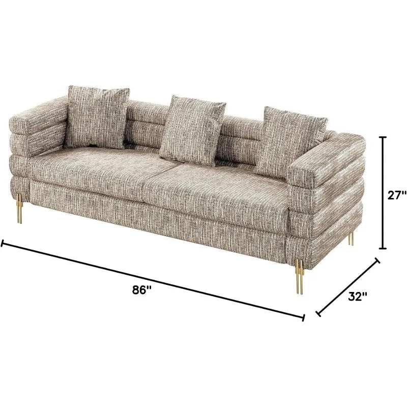 Modern Sofa Couch, 24''Extra Deep Seat Sofa for Living Room, 85 inch Oversized Sofa, 3 Seat Sofa, Sectional Couch Set, Calico