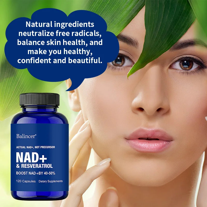 NAD Supplements, Supplements with Resveratrol + Vitamin B3, Nad Plus Boost Supplements - Supports Cellular Health