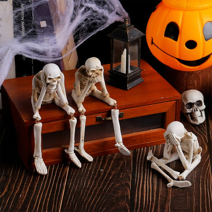 Skeleton Statue Gothic Skull Figurines Human Skeleton Haunted House Decorations for Home Halloween Tabletop