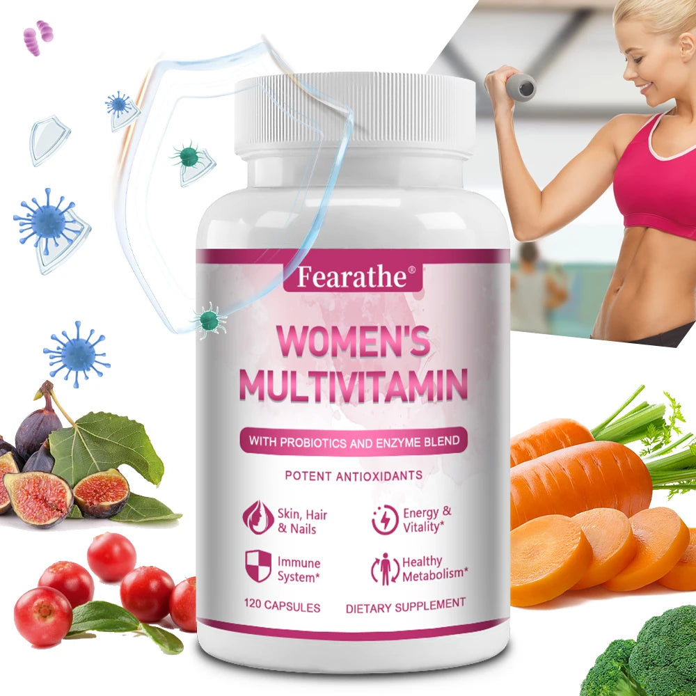 Women's Multivitamin Capsules, Nutritional and Energy Supplement, Skin, Nails, Hair, Energy and Immunity Health, Antioxidants