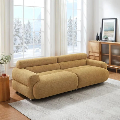 89" Sofa Couch, Comfy Upholstered Deep Seat Boucle Sofa, Mid Century Modern Couch for Living Room Bedroom Apartment