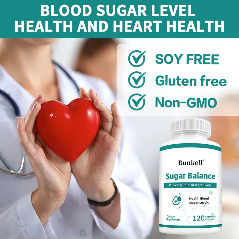 Sugar Balance Supplement - Supports Cardiovascular and Heart Health, Non-GMO, Gluten-Free, with Vitamin C, Berberine HCl