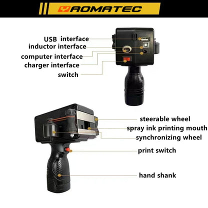 YAOMATEC 25 Languages 12.7mm Variable QR Bar Batch Code Number Logo Expiry Date Label Mask Handheld Thermal Inkjet TIJ printer